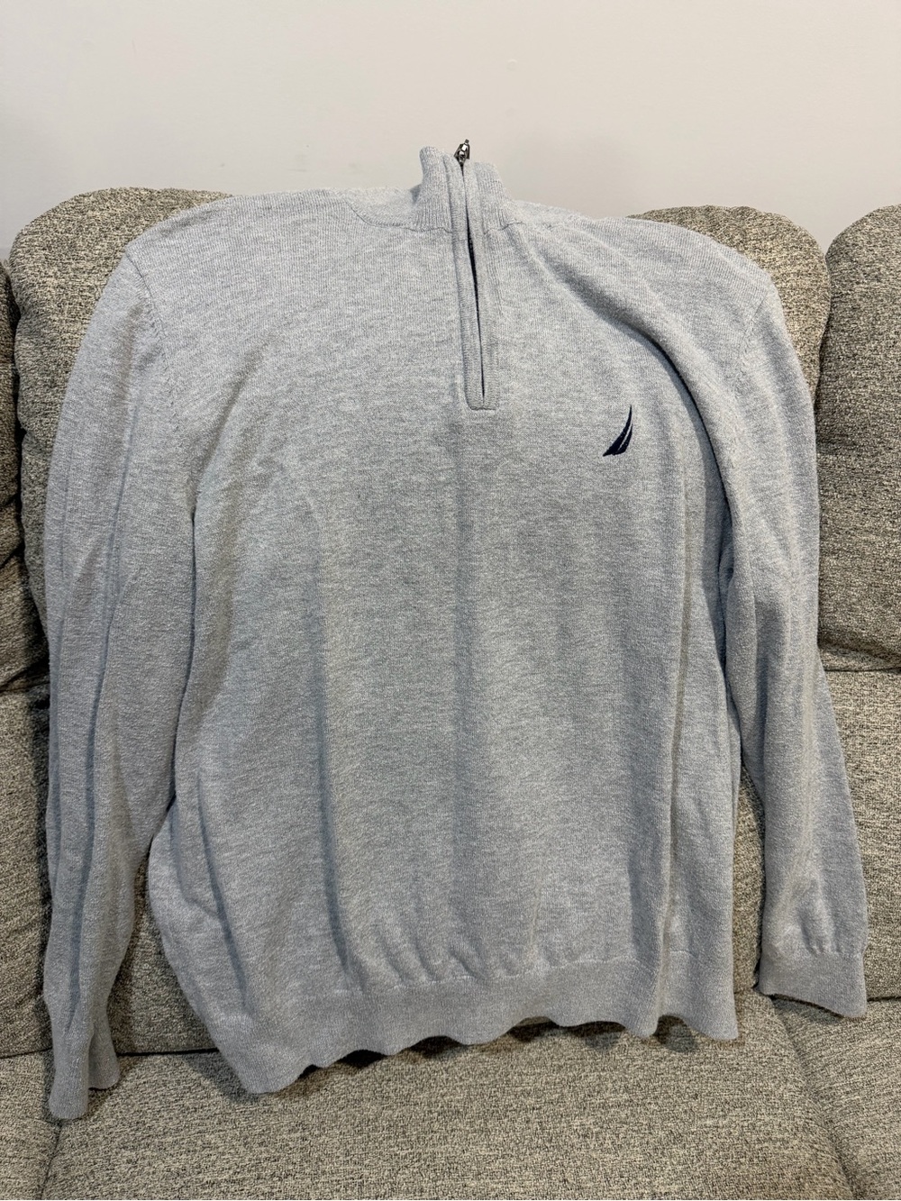Nautica Men's Heather Light Gray Quarter-Zip Pullover Sweater